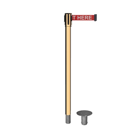 Retractable Belt Removable Stanchion, 2ft Pol.Brass Post  11ft. RWait